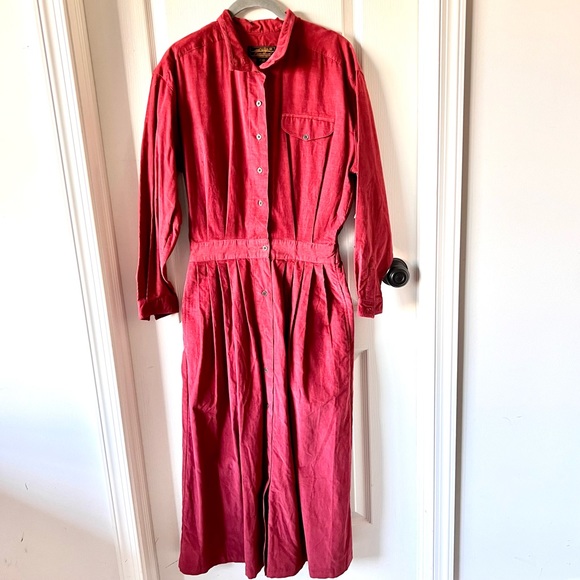NWT Vintage EDDIE BAUER Petite Collared Button Down Corduroy Maxi Dress—SZ. MP - Picture 16 of 17
